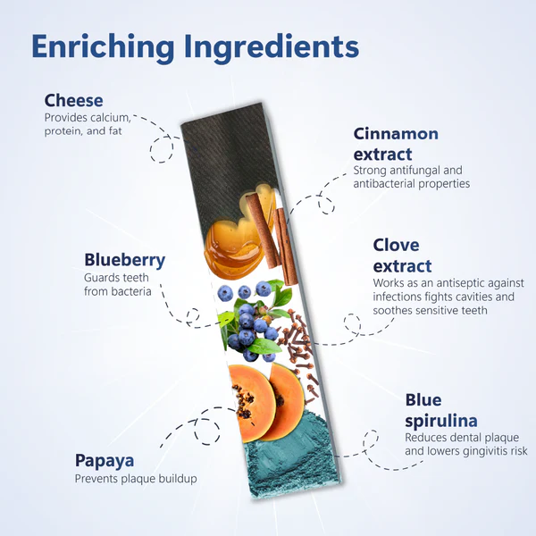 🧀🦷 YAK DENTAL PLUS - Mirtilos & Spirulina Azul 🫐 (Barra Dentária ativa)