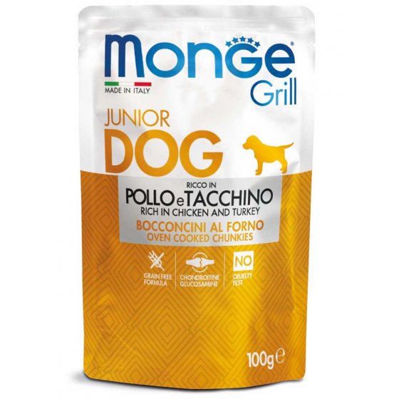 Monge Grill Cão Puppy & Junior - Frango & Peru