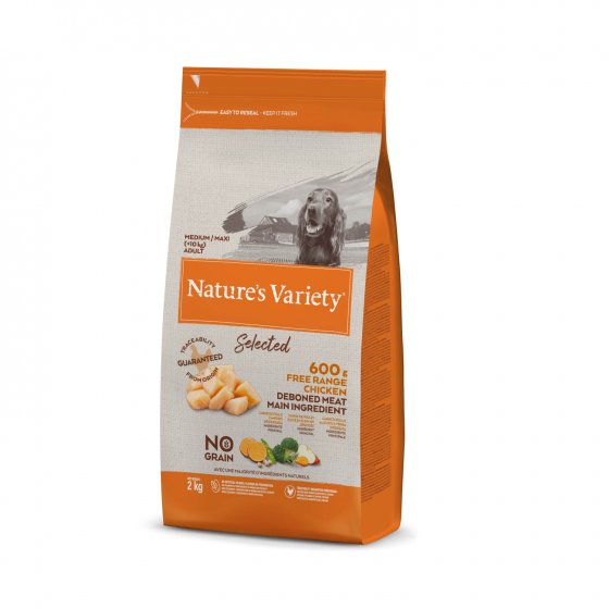 Nature's Variety Selected No Grain Cão Adulto Med/Maxi - Frango do Campo