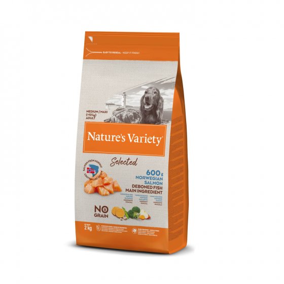 Nature's Variety Selected No Grain Cão Adulto Med/Maxi- Salmão da Noruega