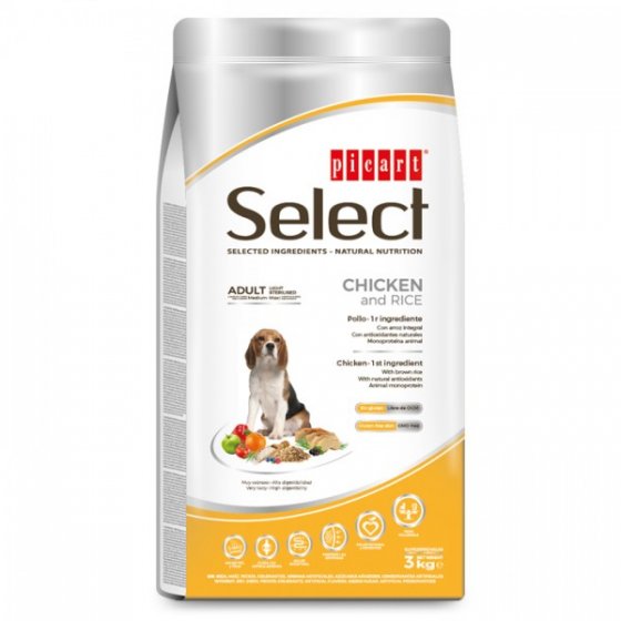 PICART Select Cão Adulto Light Sterilised - Frango e Arroz